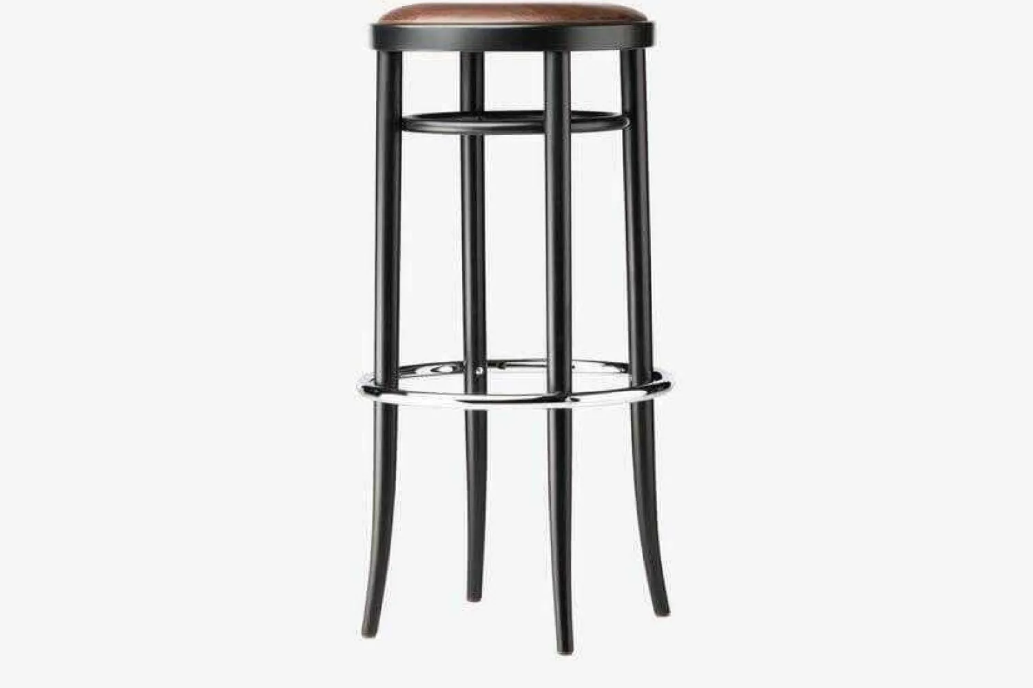 Thonet Barhocker & Barstühle|204 PH Bugholzbarhocker Leder Pure Materials Esche Schwarz Lackiert