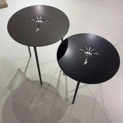 Hülsta Beistelltische|2 Satz Tisch Emboss Metall Mitternachtsblau Dunkelblau Grau Und Rauch Gepudert Anthrazit Mit Kornblume Gelasert