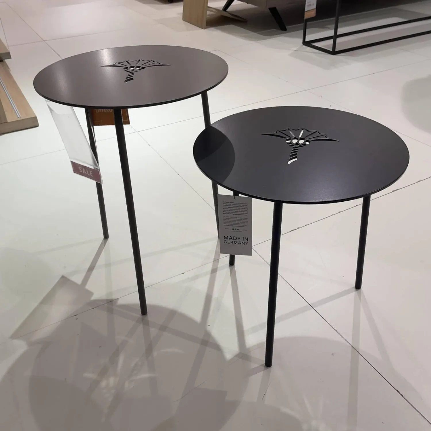 Hülsta Beistelltische|2 Satz Tisch Emboss Metall Mitternachtsblau Dunkelblau Grau Und Rauch Gepudert Anthrazit Mit Kornblume Gelasert