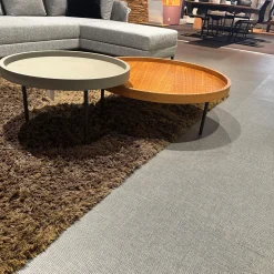 Ronald Schmitt Design Couchtische|2 Satztisch Platte Nussbaum Natur Lackiert Furniert Und MDF Softlack RAL 7006 Beige Grau Füße Schwarz Lackiert