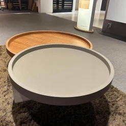 Ronald Schmitt Design Couchtische|2 Satztisch Platte Nussbaum Natur Lackiert Furniert Und MDF Softlack RAL 7006 Beige Grau Füße Schwarz Lackiert