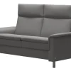 Stressless 2-Sitzer-Sofas|2 Sitzer Sofa Aurora Leder Paloma Silver Grey Grau Füße Edelstahl Poliert Rund