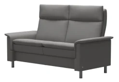 Stressless 2-Sitzer-Sofas|2 Sitzer Sofa Aurora Leder Paloma Silver Grey Grau Füße Edelstahl Poliert Rund