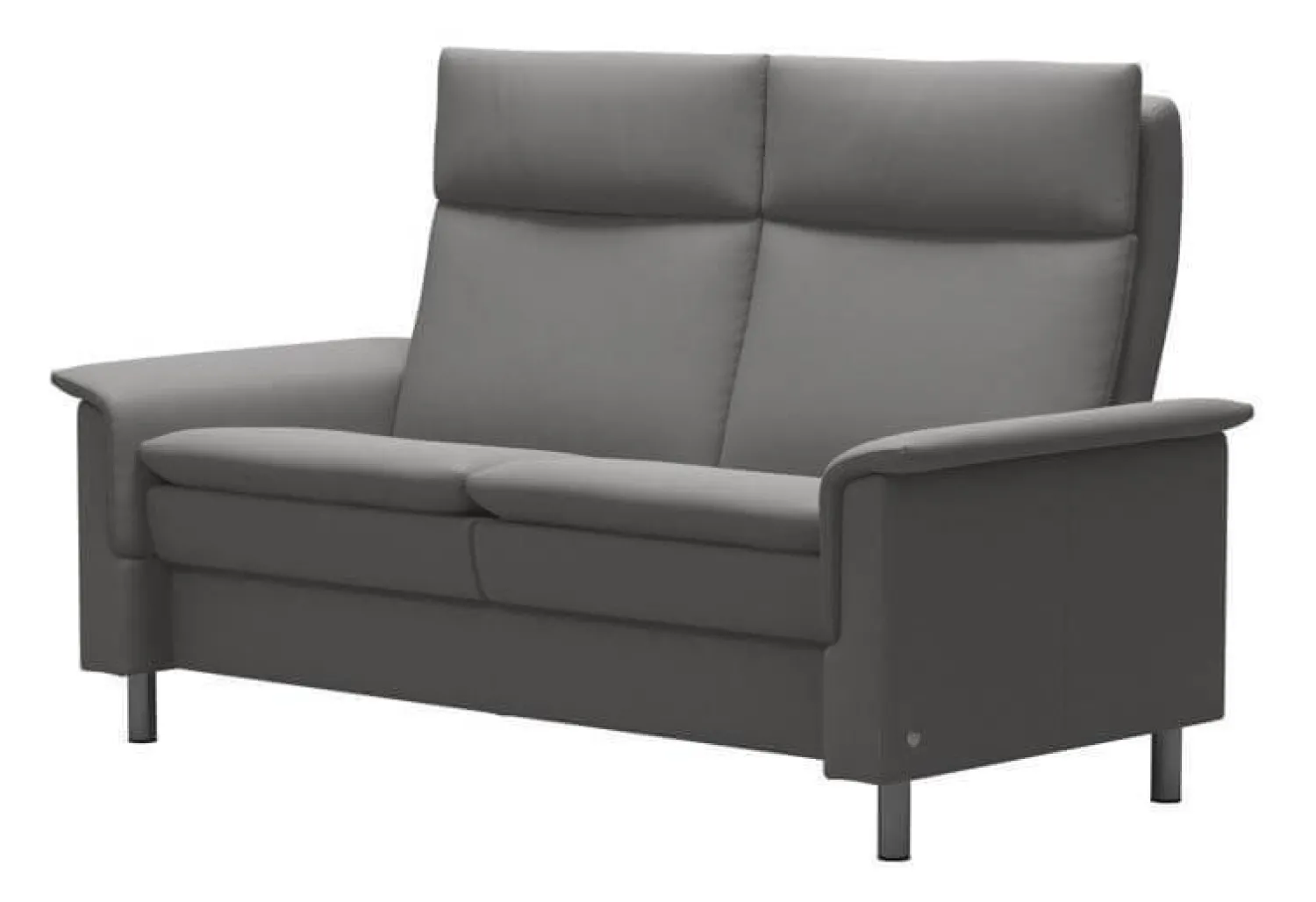 Stressless 2-Sitzer-Sofas|2 Sitzer Sofa Aurora Leder Paloma Silver Grey Grau Füße Edelstahl Poliert Rund