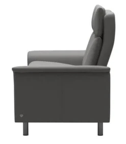 Stressless 2-Sitzer-Sofas|2 Sitzer Sofa Aurora Leder Paloma Silver Grey Grau Füße Edelstahl Poliert Rund