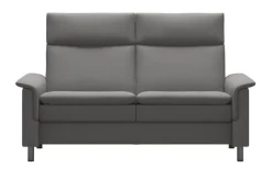 Stressless 2-Sitzer-Sofas|2 Sitzer Sofa Aurora Leder Paloma Silver Grey Grau Füße Edelstahl Poliert Rund