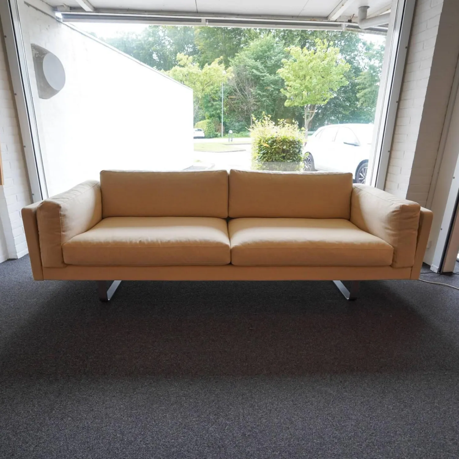 Fredericia 2-Sitzer-Sofas|2 Sitzer Sofa EJ280 Wollstoff Hellgelb Beine Metall