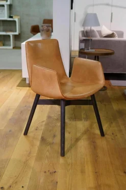 Freifrau Einzelstühle|Amelie Leder Oman Cognac 50105 Gestell Eichenholz Schwarz Gebeizt