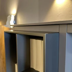 Poliform Wohnwände & Tv-Lowboards|Anbaukombination Wall System Lack Matt Tortora Piombo Grau Vitrine Rauchglas