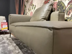 Jori 2-Sitzer-Sofas|Anbausofa Leder Lipano Oliva Grün Fuß Lackiert Matt Bronze Mit Hocker Lounge Ville Und Rückenkissen