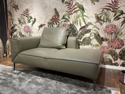 Jori 2-Sitzer-Sofas|Anbausofa Leder Lipano Oliva Grün Fuß Lackiert Matt Bronze Mit Hocker Lounge Ville Und Rückenkissen