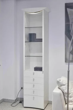 WK Wohnen Wohnwände & Tv-Lowboards|Anbausystem Jil WK 412 Lack Hochglanz Weiß Klarglas