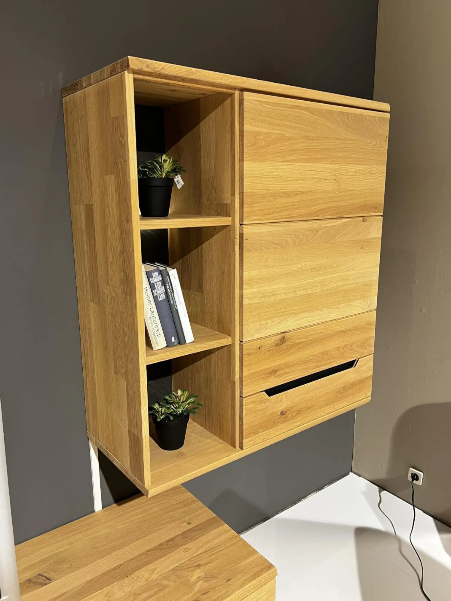 Decker Wohnwände & Tv-Lowboards|Anbauwand Ameno Wildeiche Massiv Bianco Geölt Inklusive LED Beleuchtung