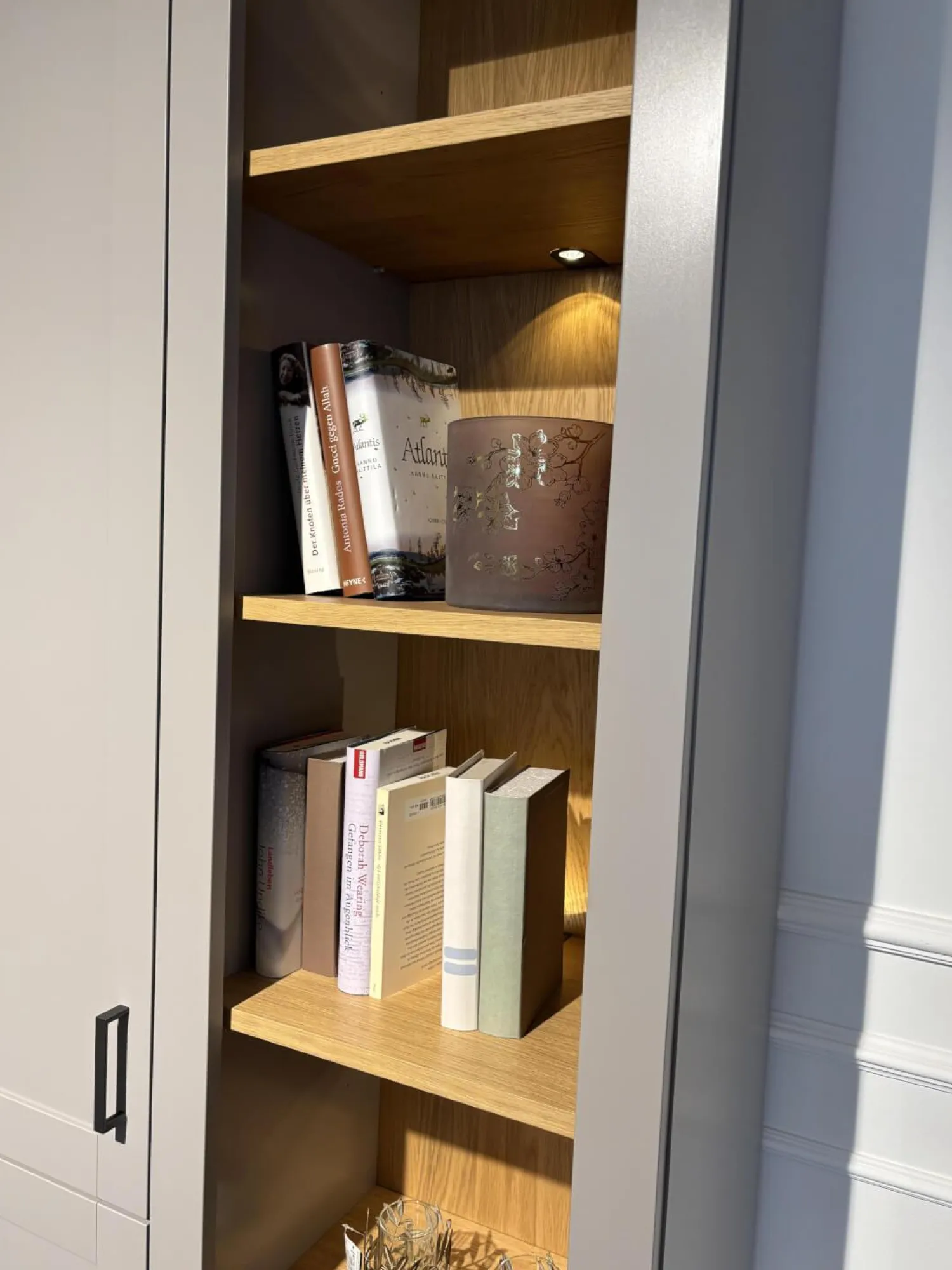 Global Wohnwände & Tv-Lowboards|Anbauwand Caseda Lack Platingrau Mit Beleuchtung Und Trafo