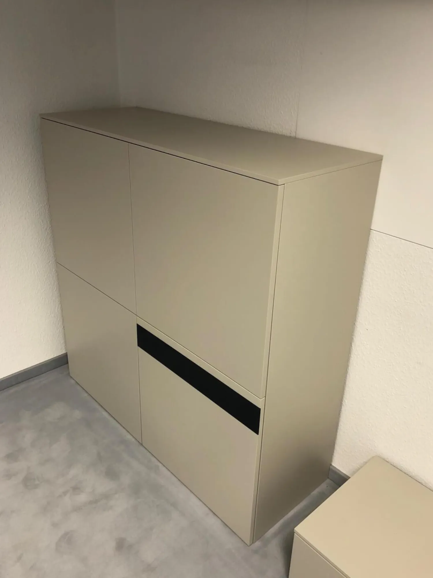 Venier Wohnwände & Tv-Lowboards|Anbauwand Horizon Lack Ecru Matt Grau