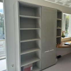 Hülsta Wohnwände & Tv-Lowboards|Anbauwand Mega Design Lack Seidengrau Grau Akzent Kernnussbaum