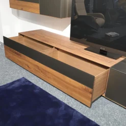 Wöstmann Wohnwände & Tv-Lowboards|Anbauwand NW 770 Amerikanischer Kernnussbaum Massiv Soft Gebürstet