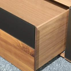 Wöstmann Wohnwände & Tv-Lowboards|Anbauwand NW 770 Amerikanischer Kernnussbaum Massiv Soft Gebürstet