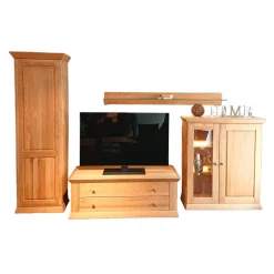 Decker Wohnwände & Tv-Lowboards|Anbauwand Prato Eiche Massiv Mit Beleuchtung