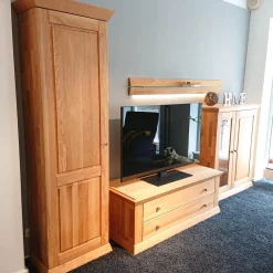 Decker Wohnwände & Tv-Lowboards|Anbauwand Prato Eiche Massiv Mit Beleuchtung