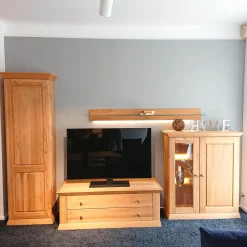 Decker Wohnwände & Tv-Lowboards|Anbauwand Prato Eiche Massiv Mit Beleuchtung