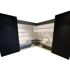 Interlübke Kleiderschränke|Ankleide Collect Plus Korpus Lack Greige Beige Front Raucheiche Dunkel Schwarz Mit Beleuchtung