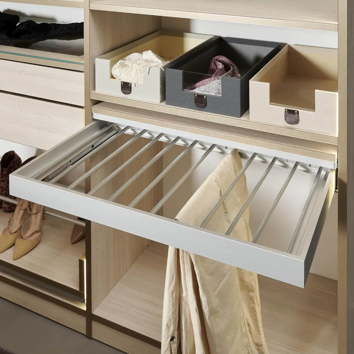 Cabinet Kleiderschränke|Ankleide Holzdekor Sockelleiste Fjord Decor Glasoptik Bronce Gebürstet Mit Insel Und Beleuchtung