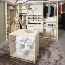 Cabinet Kleiderschränke|Ankleide Holzdekor Sockelleiste Fjord Decor Glasoptik Bronce Gebürstet Mit Insel Und Beleuchtung