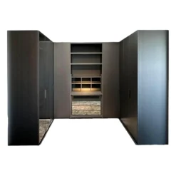 Poliform Kleiderschränke|Ankleide Senzafine Fitted Melamin Ardesia Grau Türen Metallisch Lackiert Bronzo 23 Grau Anthrazit Mit Beleuchtung