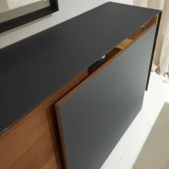 Team 7 Kommoden & Sideboards|Anrichte Cubus Pure AC 297195 Kirschbaum Geölt Schiebetüre Und Abdeckplatte Glas Matt Anthrazit Füße Metall