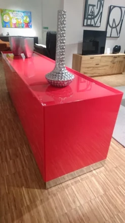 Contur Kommoden & Sideboards|Anrichte Raumteiler 5800 Hochglanzlack Scarlatto Rot Inklusive Glasfachböden