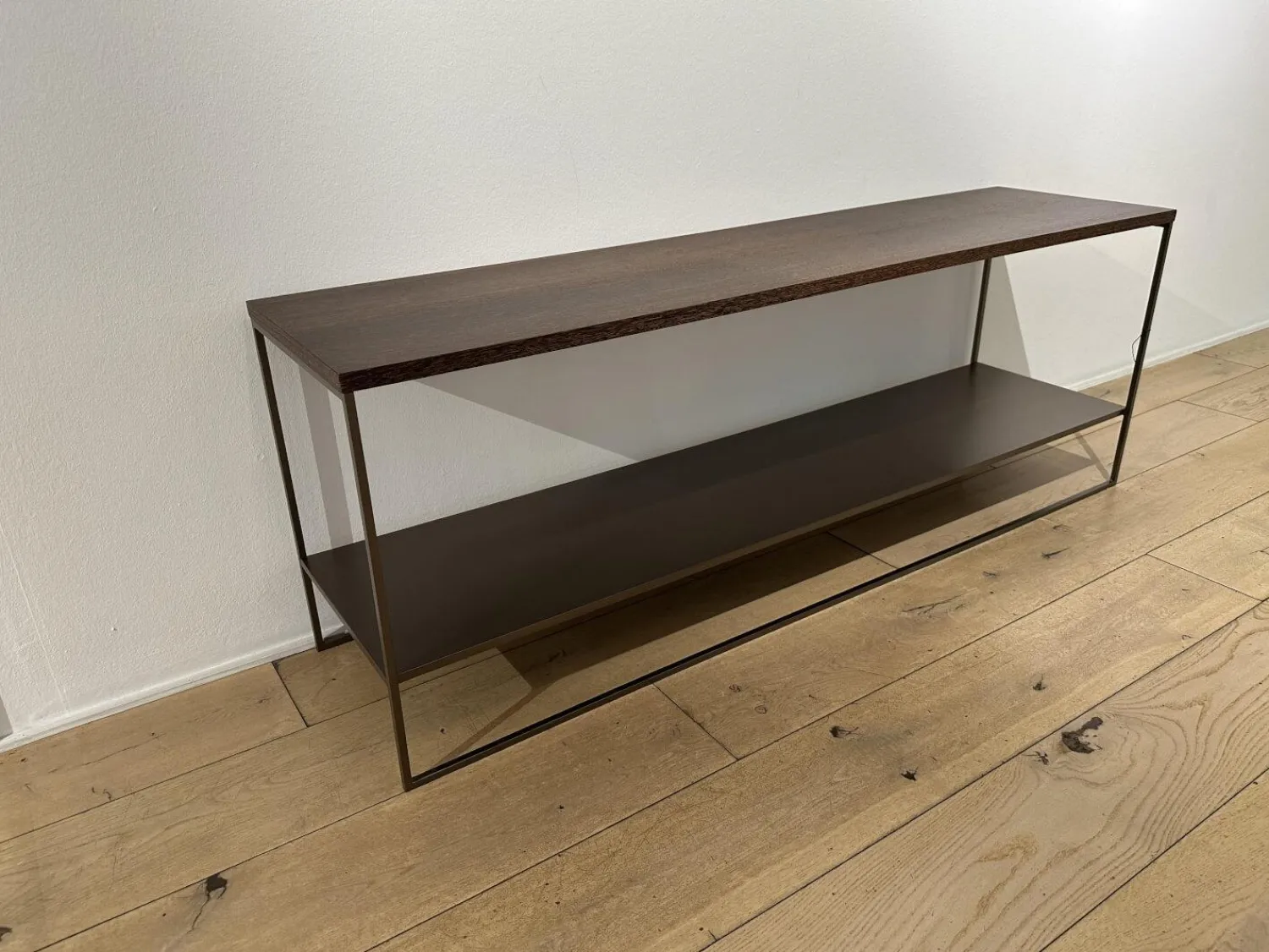 Minotti Beistelltische|Anstelltisch Calder Platte Sucupia Furnier Gestell Metall Bronze