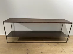 Minotti Beistelltische|Anstelltisch Calder Platte Sucupia Furnier Gestell Metall Bronze