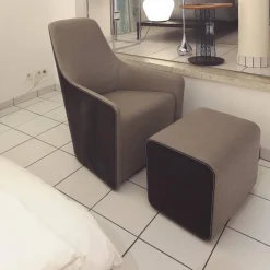 Walter Knoll Relaxsessel|Armlehnsessel Foster 520 Mit Hocker Stoff Bahir 27 Timber 7651 Außen Saddle Leder Coffee