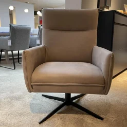 WK Wohnen Relaxsessel|Armlehnsessel Turno Hoch Leder Velvet Inox Drehkreuz Struktur Schwarz Matt