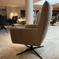 WK Wohnen Relaxsessel|Armlehnsessel Turno Hoch Leder Velvet Inox Drehkreuz Struktur Schwarz Matt