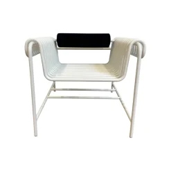 Blockbau Einzelstühle|Armlehnstuhl 22 24 Gestell Gebogenes Stahlrohr Verkehrsweiß Weiß Pulverbeschichtet Mit Rückenrolle