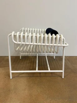 Blockbau Einzelstühle|Armlehnstuhl 22 24 Gestell Gebogenes Stahlrohr Verkehrsweiß Weiß Pulverbeschichtet Mit Rückenrolle