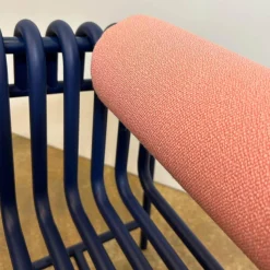 Blockbau Einzelstühle|Armlehnstuhl 22 24 Gestell Gebogenes Stahlrohr Kobaltblau Blau Pulverbeschichtet Mit Rückenrolle