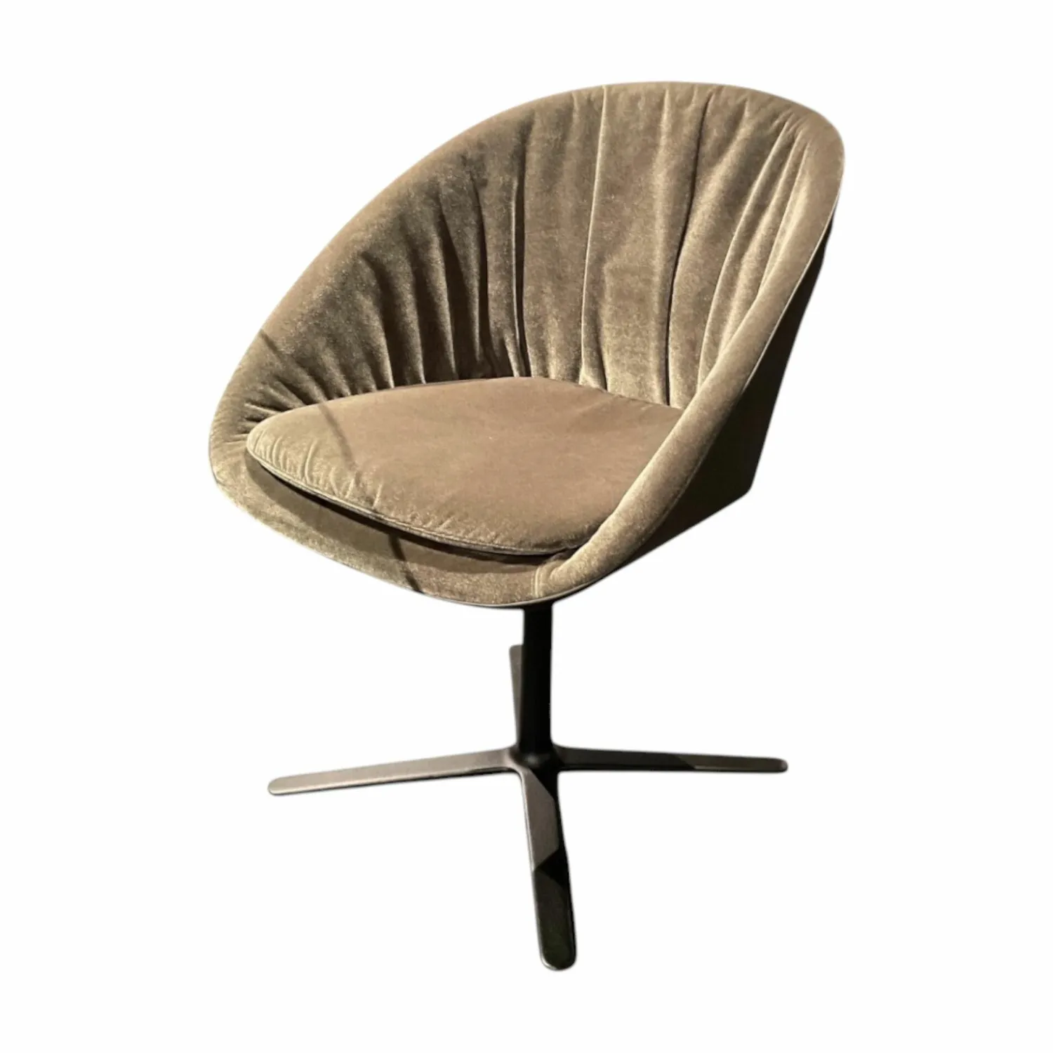 Draenert Einzelstühle|Armlehnstuhl 2043 Dan Stoff Charmellle Cloud 81 Beige Drehgestell Schwarz Mit Rückholmechanik