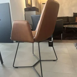 Scholtissek Einzelstühle|Armlehnstuhl 800 Leder Rancho Cognac Braun Gestell Draht Schwarz