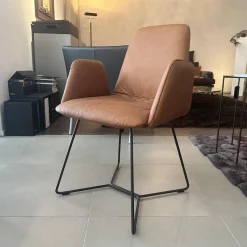 Scholtissek Einzelstühle|Armlehnstuhl 800 Leder Rancho Cognac Braun Gestell Draht Schwarz