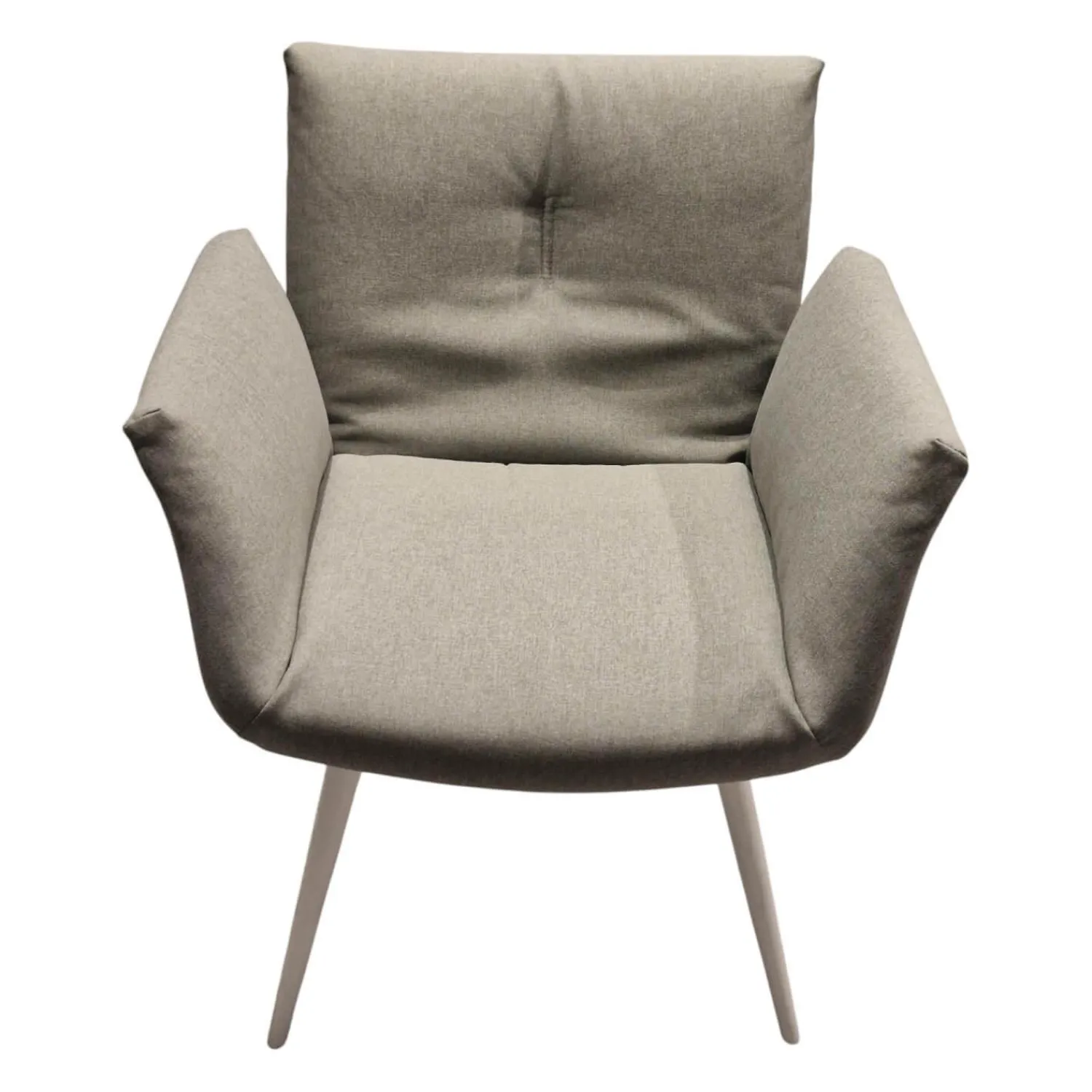 COR Einzelstühle|Armlehnstuhl Alvo Stoff 7208 Steingrau Schale Lack Schneeweiß Holzgestell Schneeweiß Lackiert Mit Kunststoffgleitern