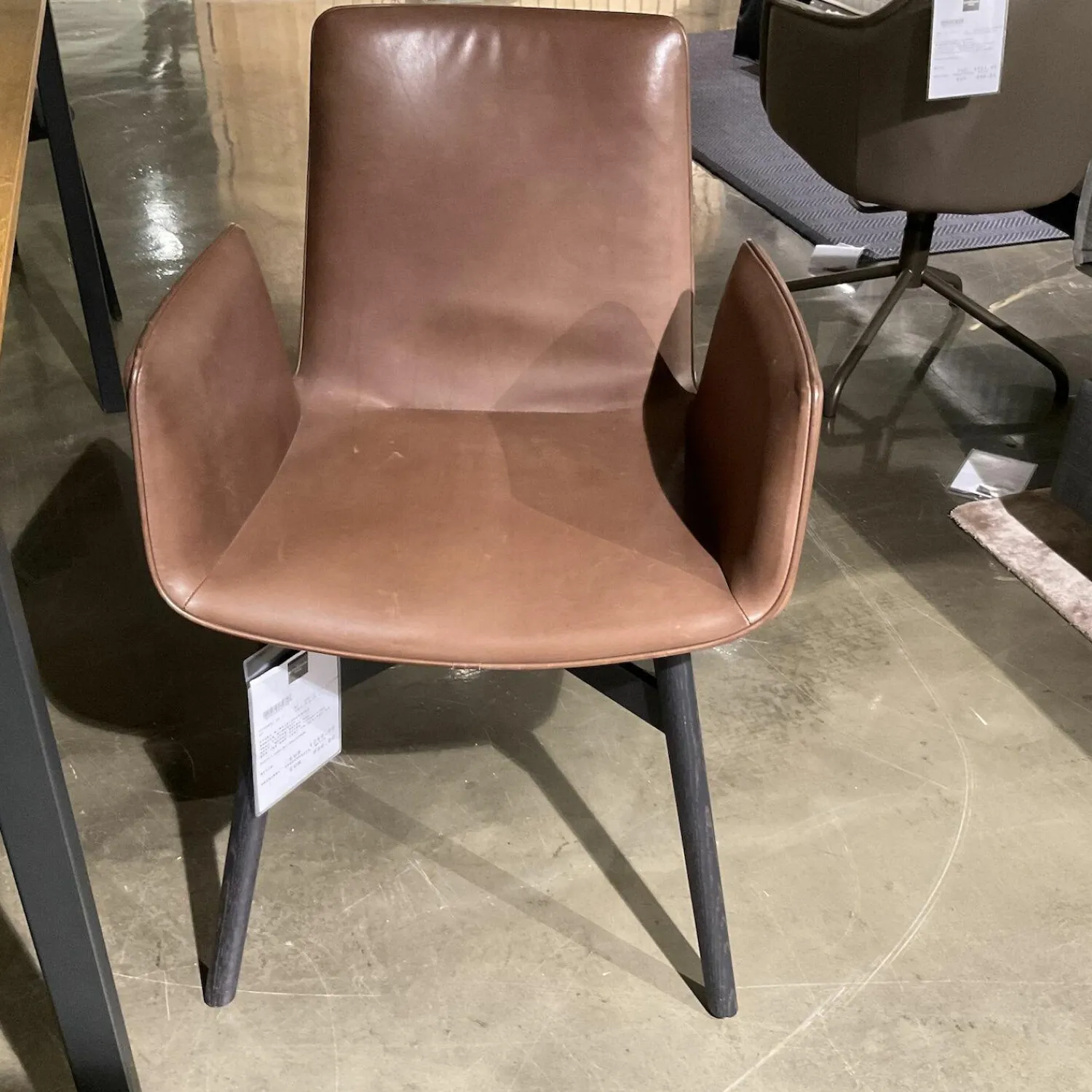 Freifrau Einzelstühle|Armlehnstuhl Amelie High Leder Oman Coffee Braun Gestell Eiche Schwarz Geölt