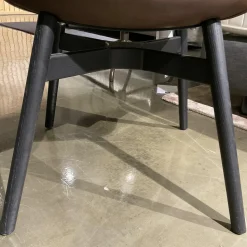 Freifrau Einzelstühle|Armlehnstuhl Amelie High Leder Oman Coffee Braun Gestell Eiche Schwarz Geölt