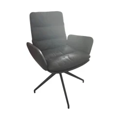 KFF Einzelstühle|Armlehnstuhl Arva 1513 A Leder PG3 Rawhide 356 Schwarz 4 Fuß Sterngestell M02 Struktur Schwarz Drehbar