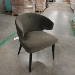 Minotti Einzelstühle|Armlehnstuhl Aston Bezug Hunt Dunkelgrau Gestell Massivholz Esche Lackiert Moka