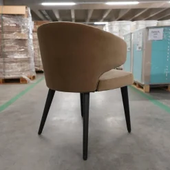 Minotti Einzelstühle|Armlehnstuhl Aston Bezug Hunt Braun Gestell Massivholz Esche Lackiert Moka