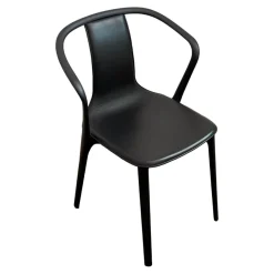 Vitra Einzelstühle|Armlehnstuhl Belleville Bezug Leder Premium Schwarz Gestell Polyamid Spritzguss Tiefschwarz