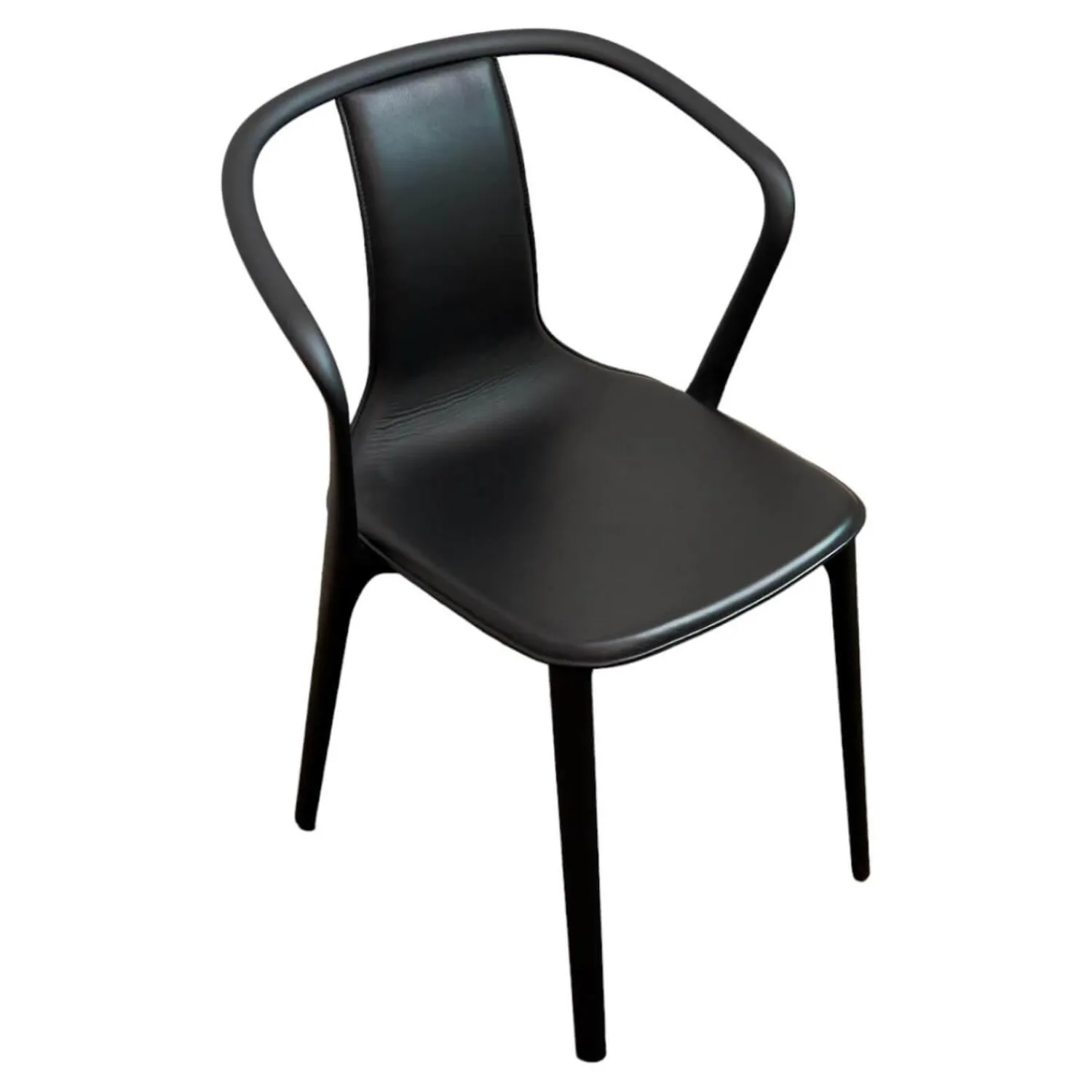 Vitra Einzelstühle|Armlehnstuhl Belleville Bezug Leder Premium Schwarz Gestell Polyamid Spritzguss Tiefschwarz